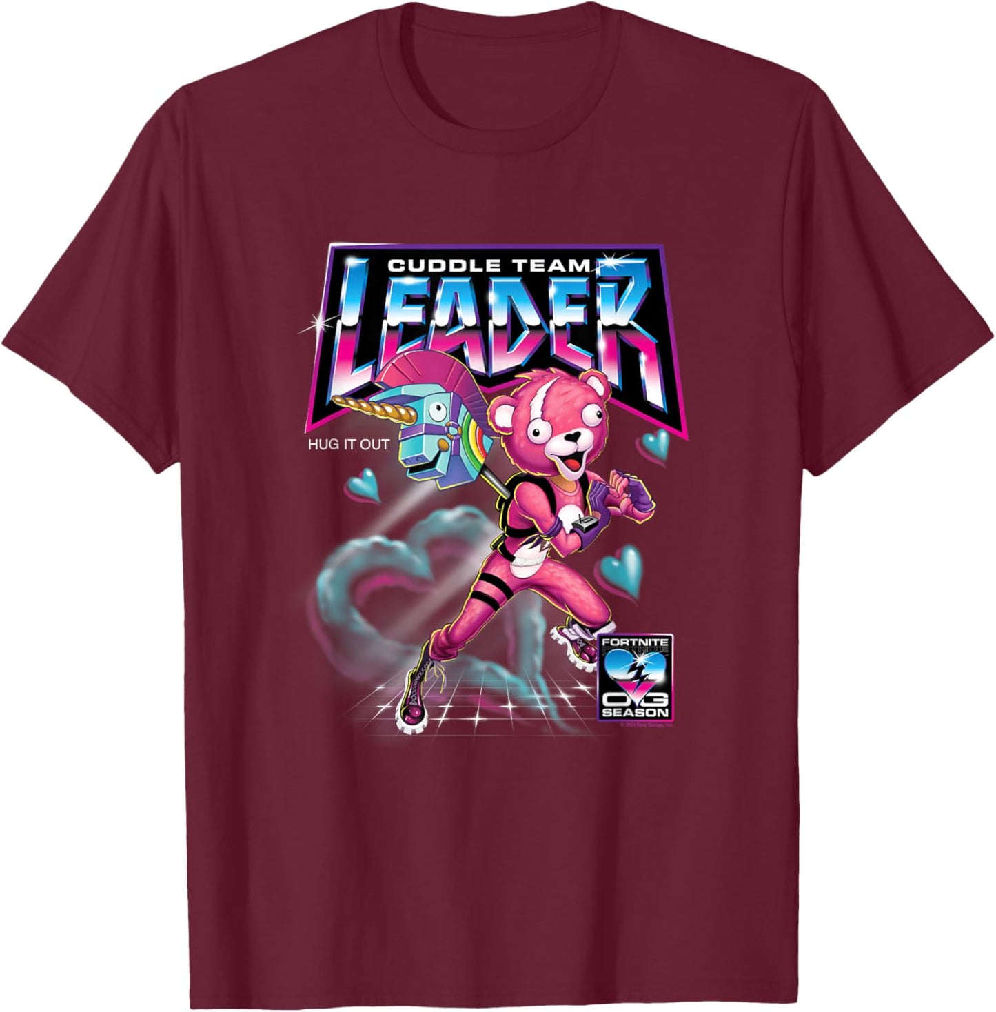 Fortnite Cuddle Team Leader Hug It Out T-Shirt - T-Shirt | Maroon