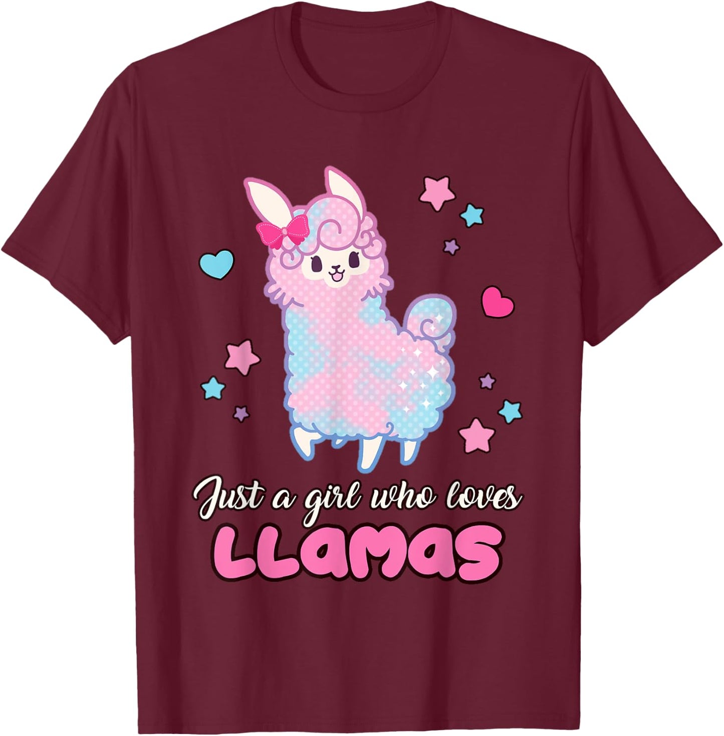 Llama Girl Shirt Just A Girl Who Loves Llamas Cute T-Shirt - T-Shirt | Maroon