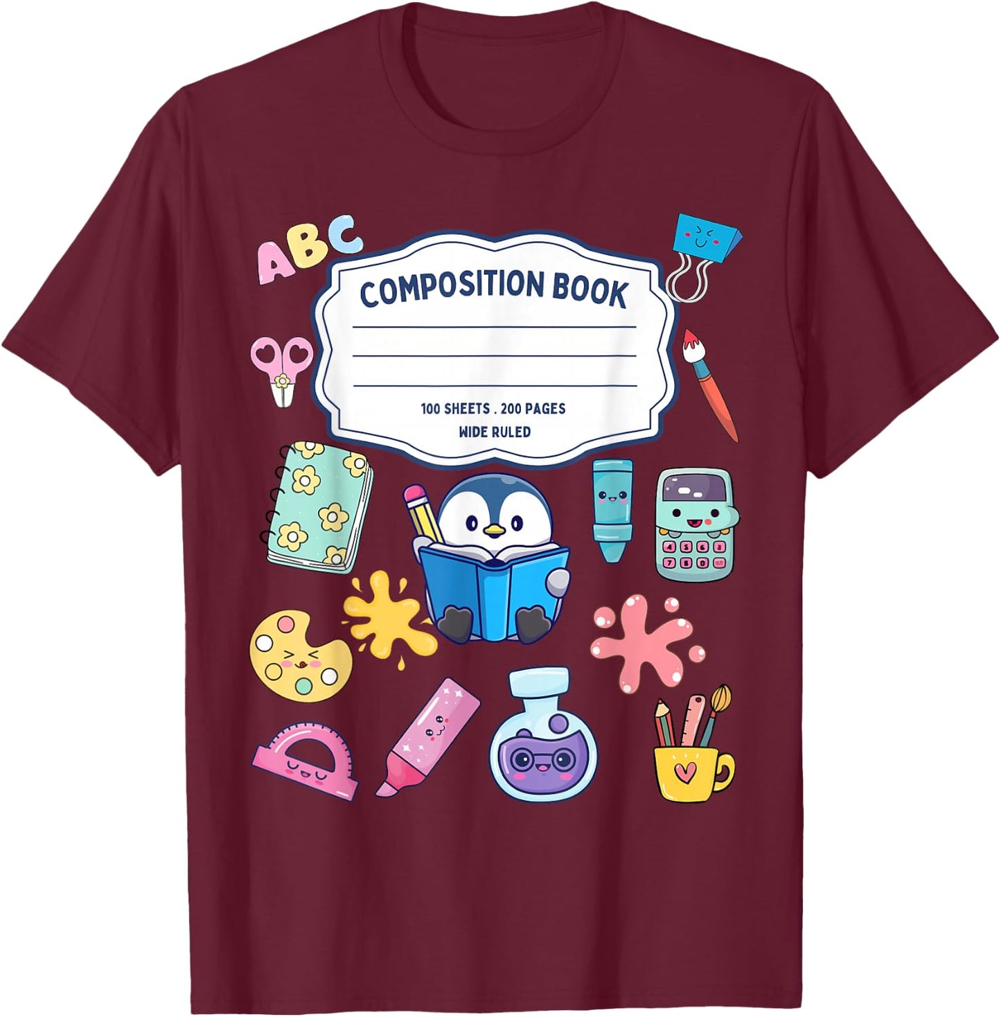 Composition Notebook Costume Matching Group Halloween School T-Shirt - T-Shirt | Maroon