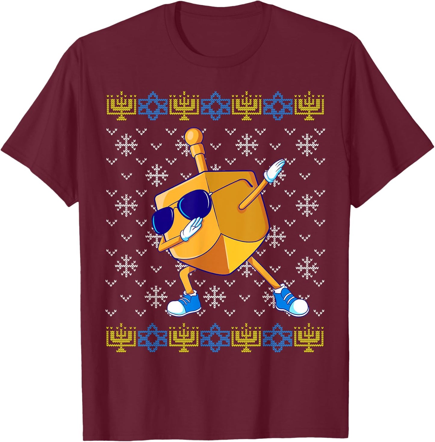 Dabbing Dreidel Ugly Hanukkah Sweater Xmas Chanukah Gift T-Shirt - T-Shirt | Maroon