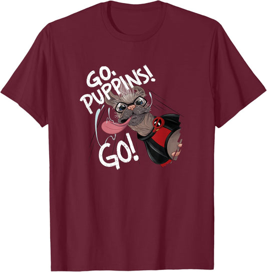 Marvel Studios Deadpool & Wolverine Dogpool Go Puppins Go! T-Shirt - T-Shirt | Maroon