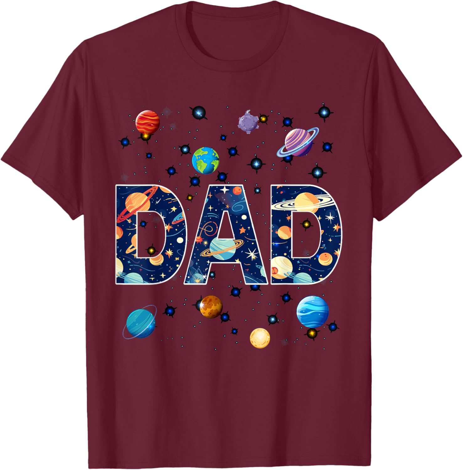 Dad Outer Space Galaxy Birthday T-Shirt - T-Shirt | Maroon