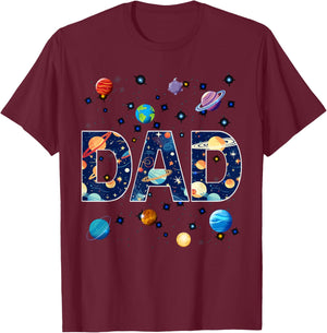 Dad Outer Space Galaxy Birthday T-Shirt - T-Shirt | Maroon