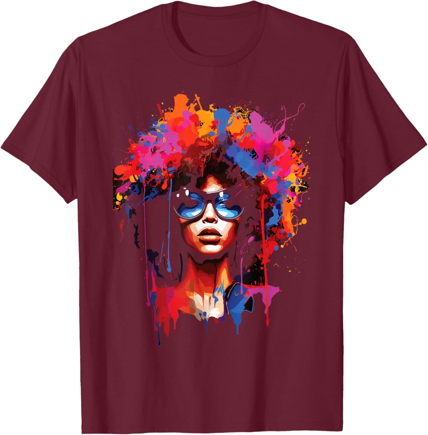Black Queen Dripping Afro Melanin Juneteenth T-Shirt - T-Shirt | Maroon