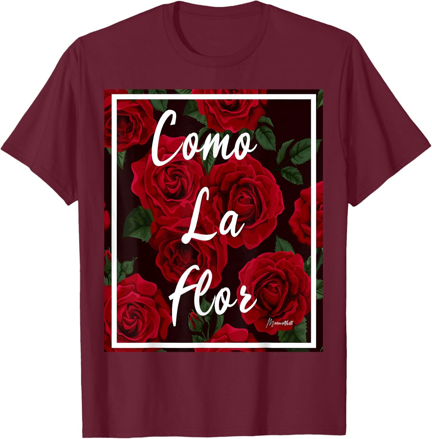 Como LA Flor RED Roses T Shirt T-Shirt - T-Shirt | Maroon