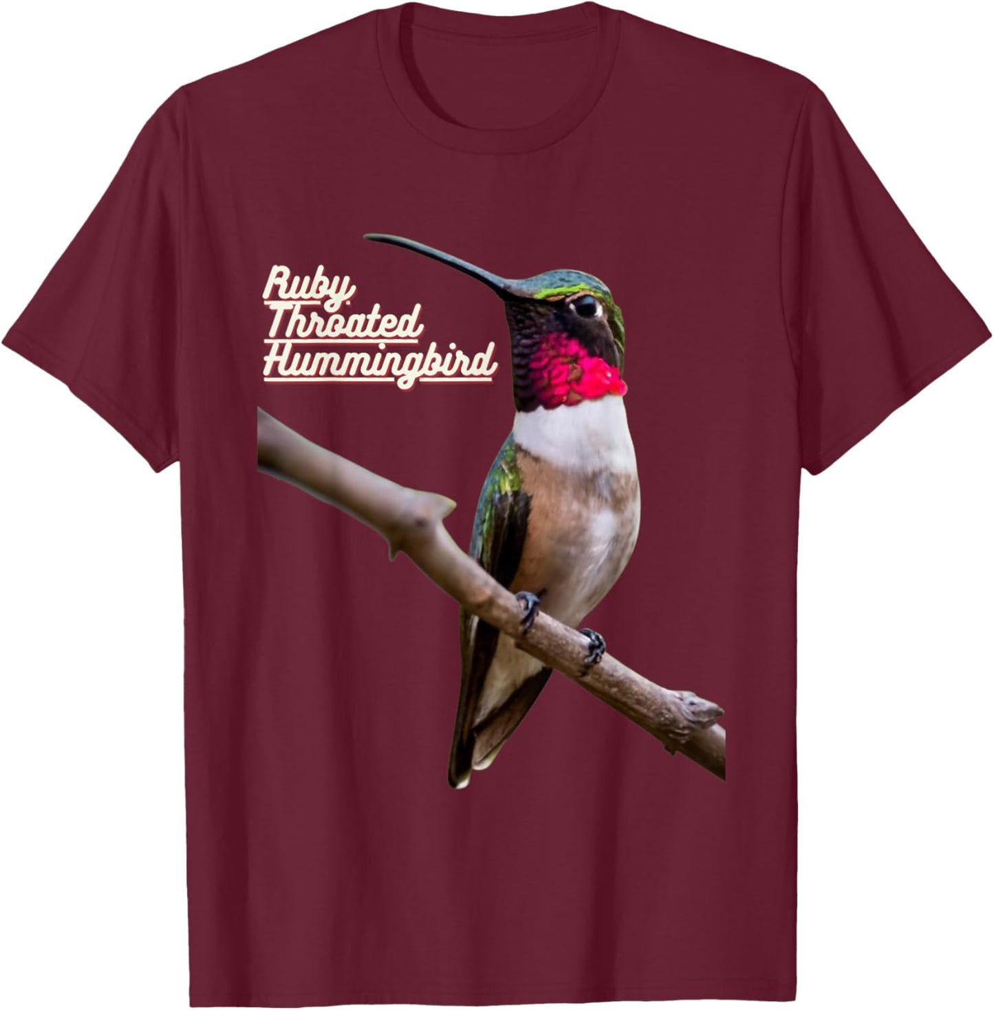 Ruby Throated Hummingbird T-Shirt - T-Shirt | Maroon