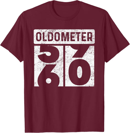 Oldometer Odometer Funny 60th Birthday Gift 60 yrs Old Joke T-Shirt - T-Shirt | Maroon