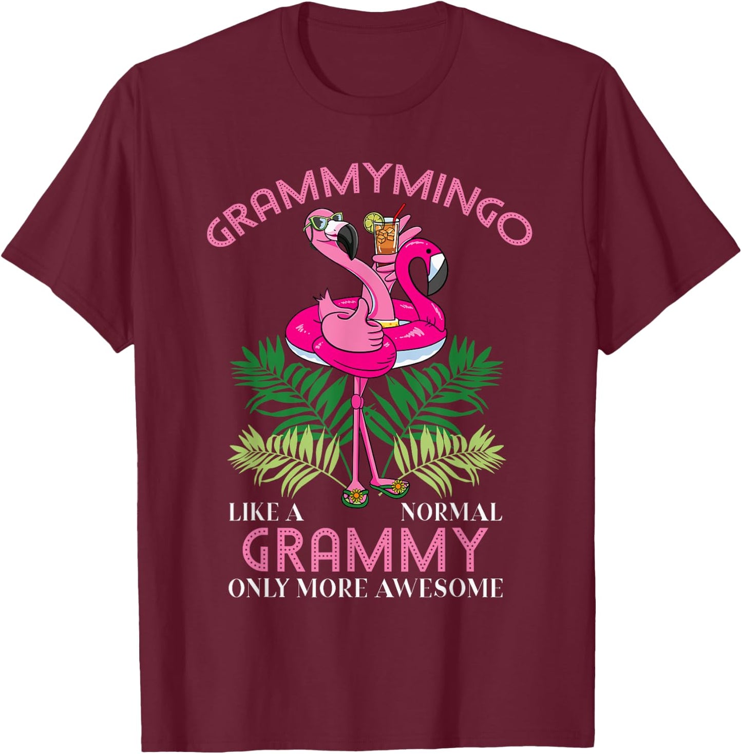 Grammymingo Grammy Flamingo Lover Grandma Grandmother Gramma T-Shirt - T-Shirt | Maroon