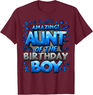 Aunt of the Birthday Boy Matching Family Of Boy Party T-Shirt - T-Shirt | Maroon