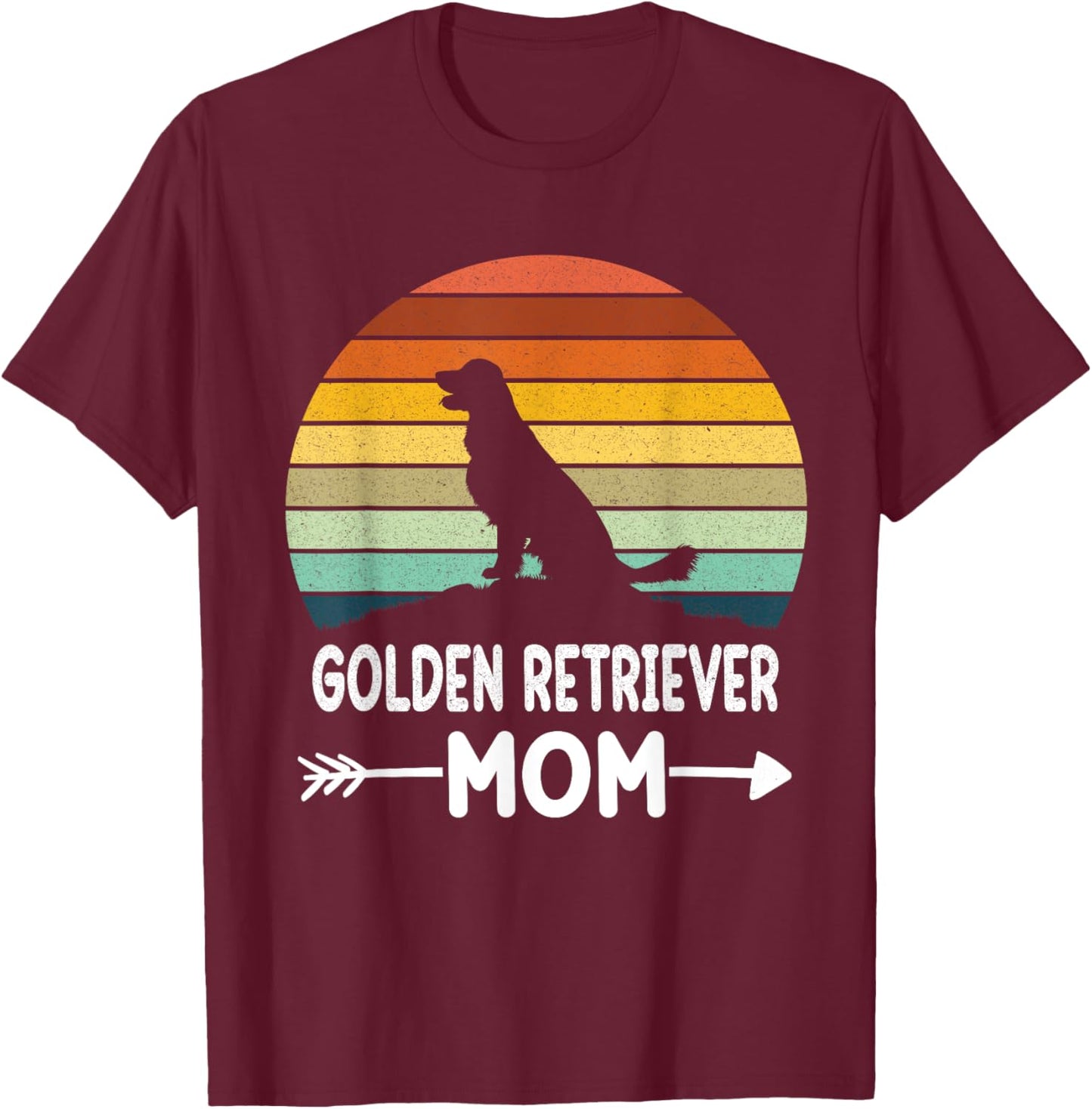 Retro Golden Retriever Mom Gifts Golden Retriever Daddy Dog Women Girls Kids T-Shirt - T-Shirt | Maroon