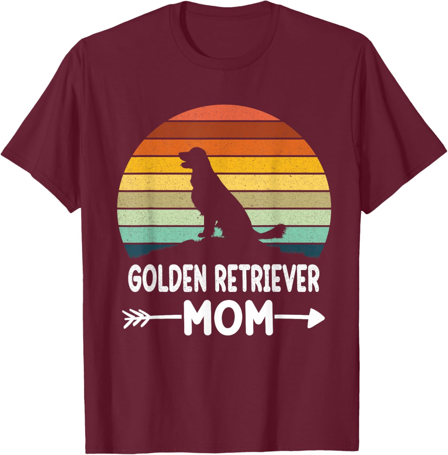 Retro Golden Retriever Mom Gifts Golden Retriever Daddy Dog Women Girls Kids T-Shirt - T-Shirt | Maroon