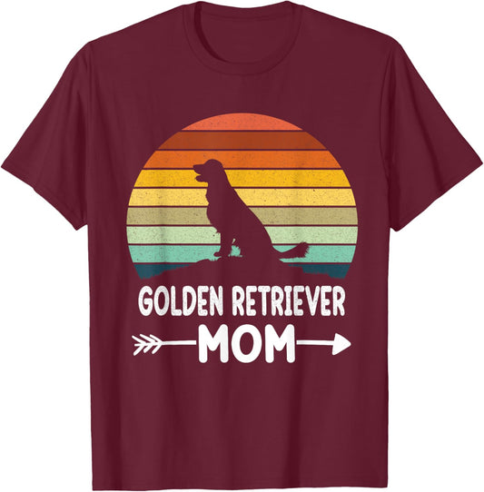 Retro Golden Retriever Mom Gifts Golden Retriever Daddy Dog Women Girls Kids T-Shirt - T-Shirt | Maroon