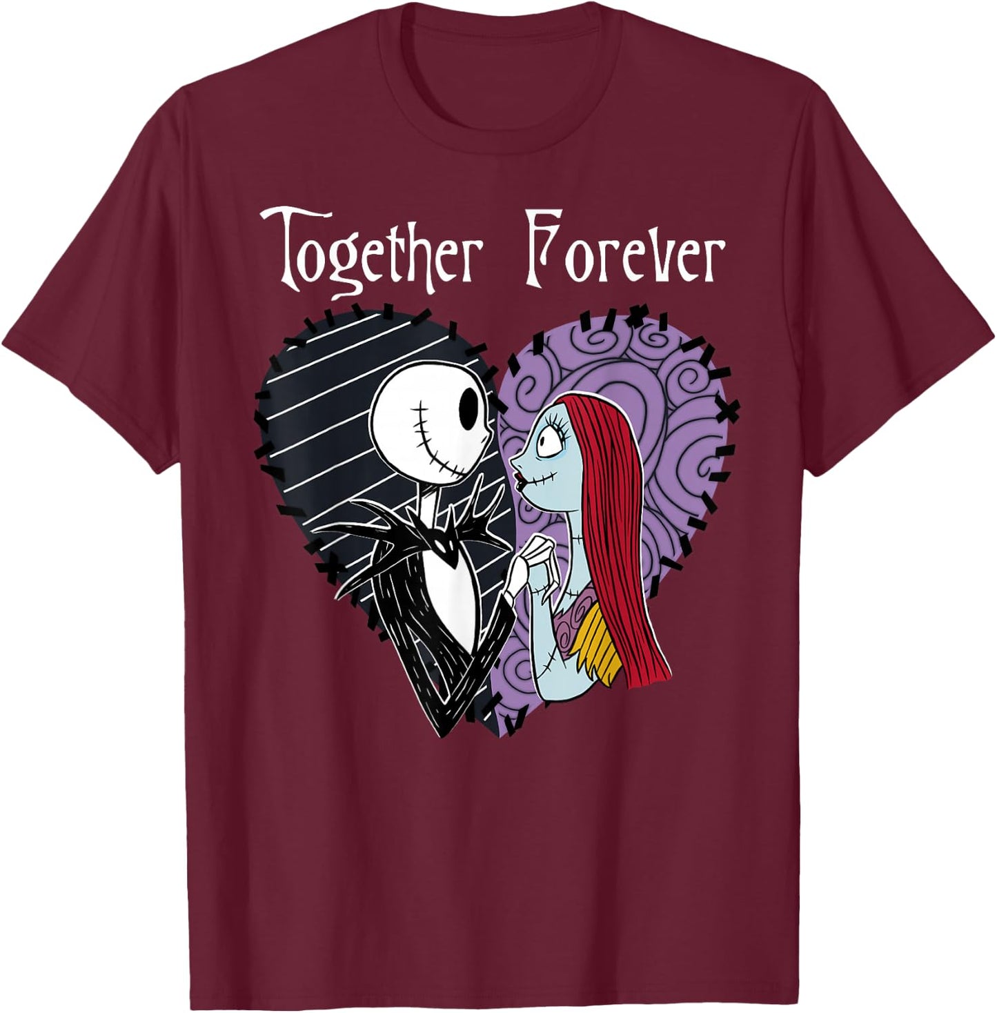 Disney The Nightmare Before Christmas Jack & Sally Together T-Shirt - T-Shirt | Maroon