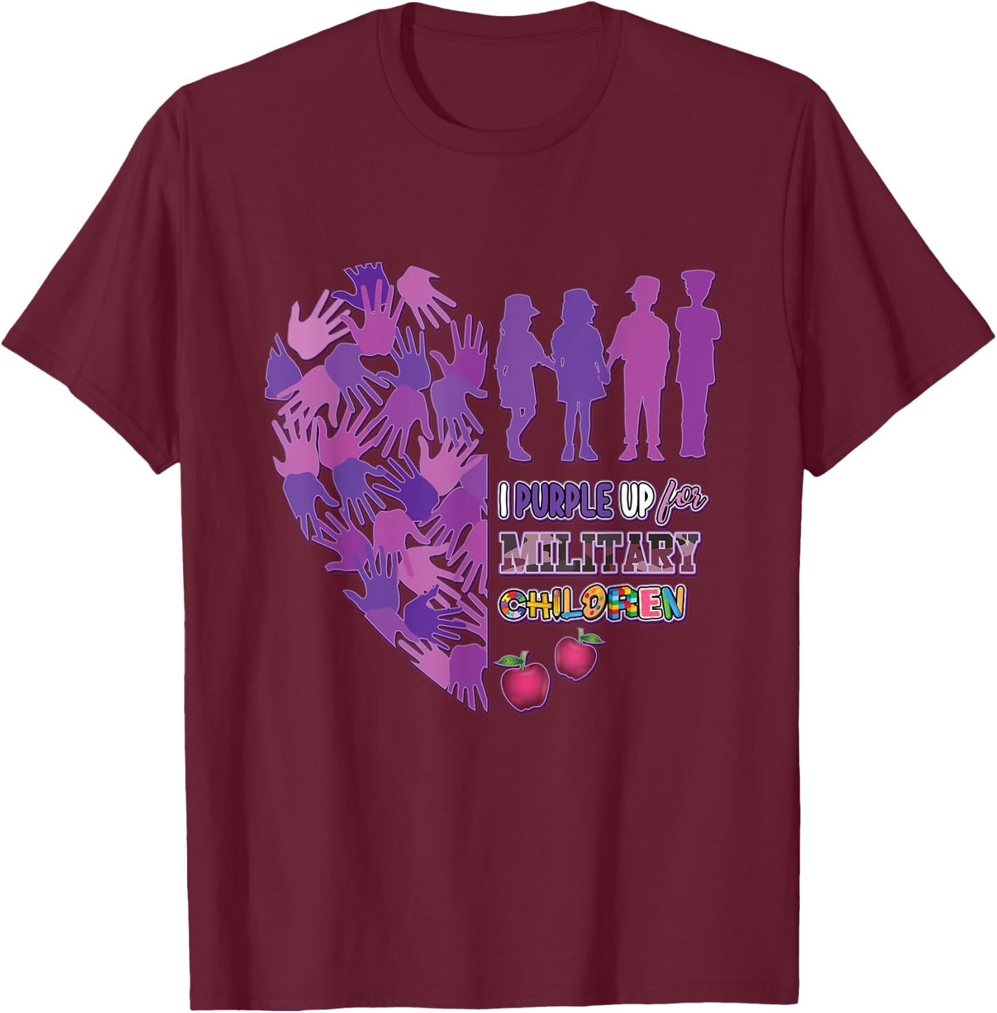 Military Child Shirt Purple Up for Military Kids Month Women T-Shirt - T-Shirt | Maroon