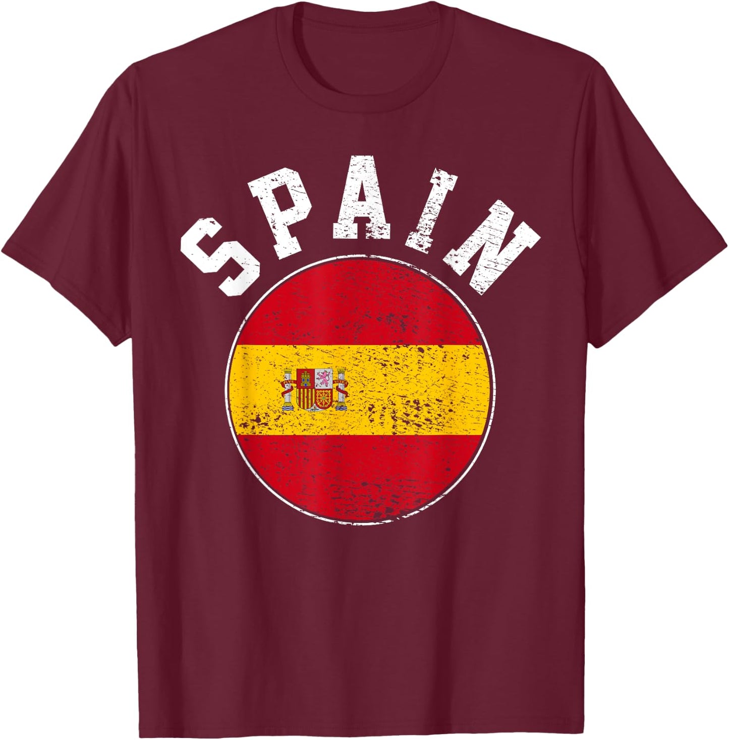Spain Flag Vintage T-Shirt - T-Shirt | Maroon