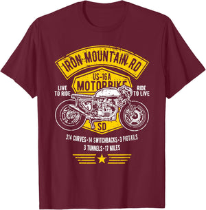 Iron Mountain Road US-16A South Dakota Motorcycle Design T-Shirt - T-Shirt | Maroon