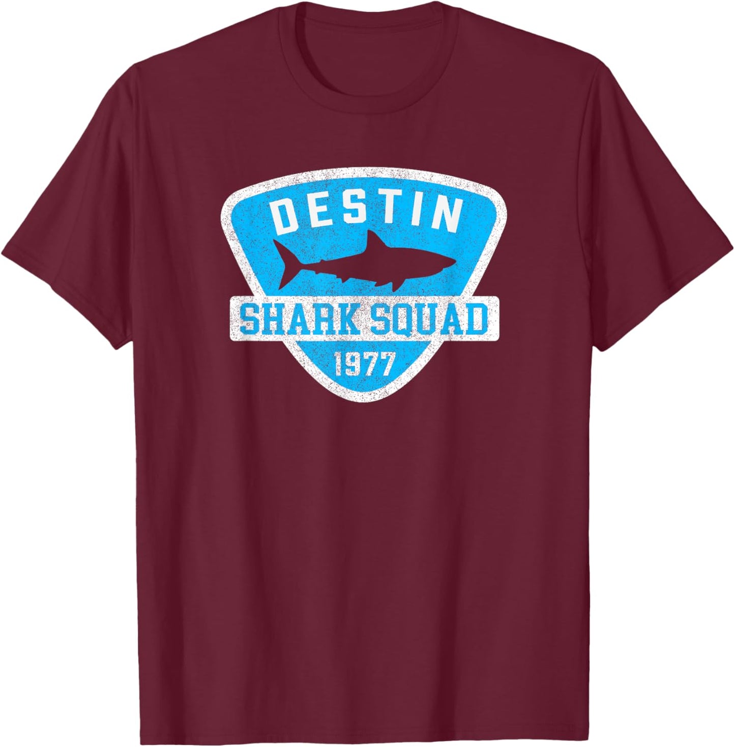 Destin Florida Shark Souvenir Boys Vintage Beach Kids Retro T-Shirt - T-Shirt | Maroon