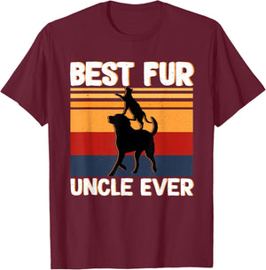 Best Fur Uncle Ever Funny Vintage Retro Dog and Cat Owner T-Shirt - T-Shirt | Maroon