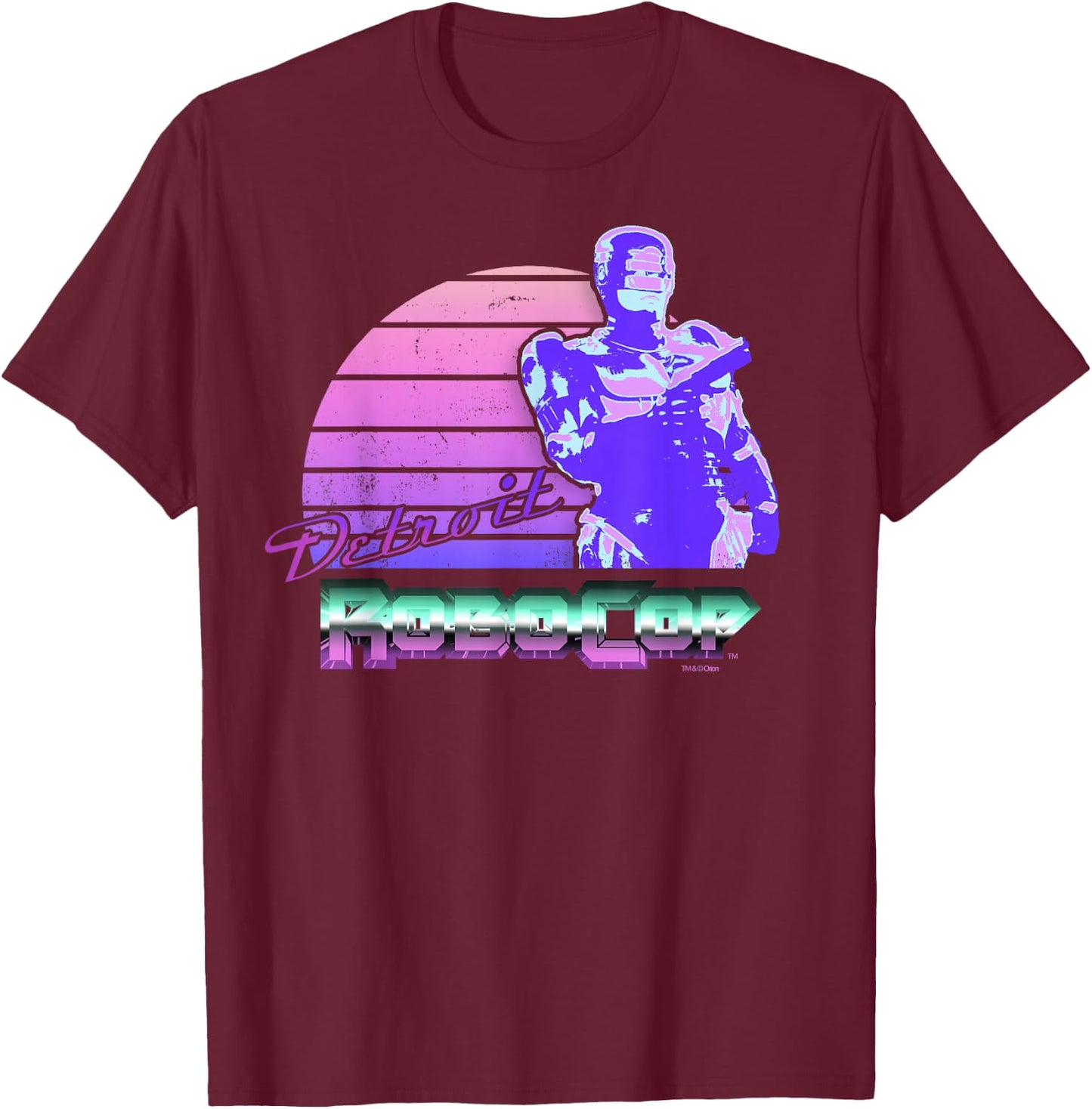 Robocop Detroit Retro-Style Portrait T-Shirt - T-Shirt | Maroon