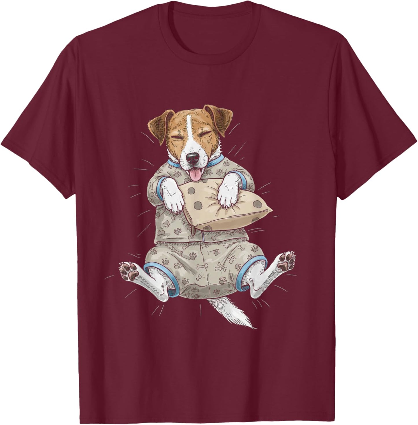 Funny Sleepy Jack Russell Terrier Dog Pajama Men Women Kids T-Shirt - T-Shirt | Maroon