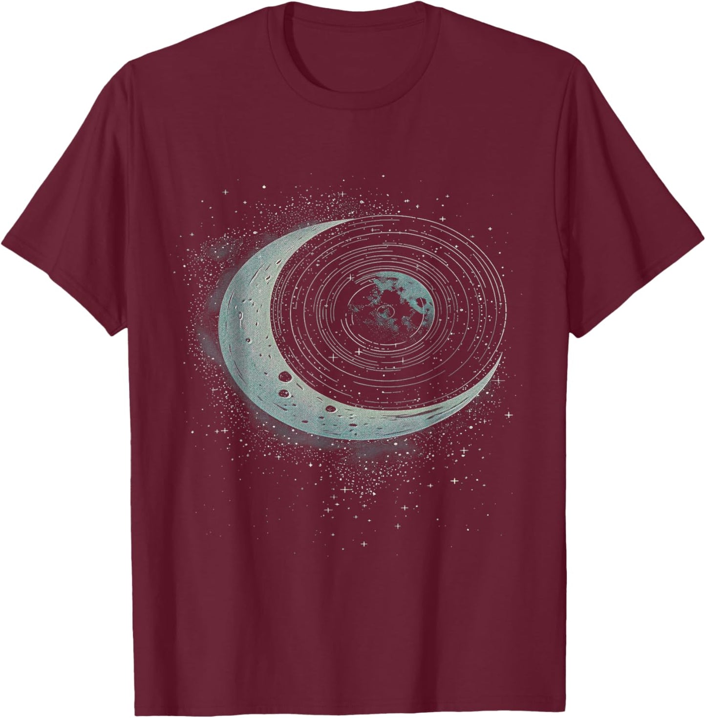 Vinyl Record Moon T-Shirt - T-Shirt | Maroon