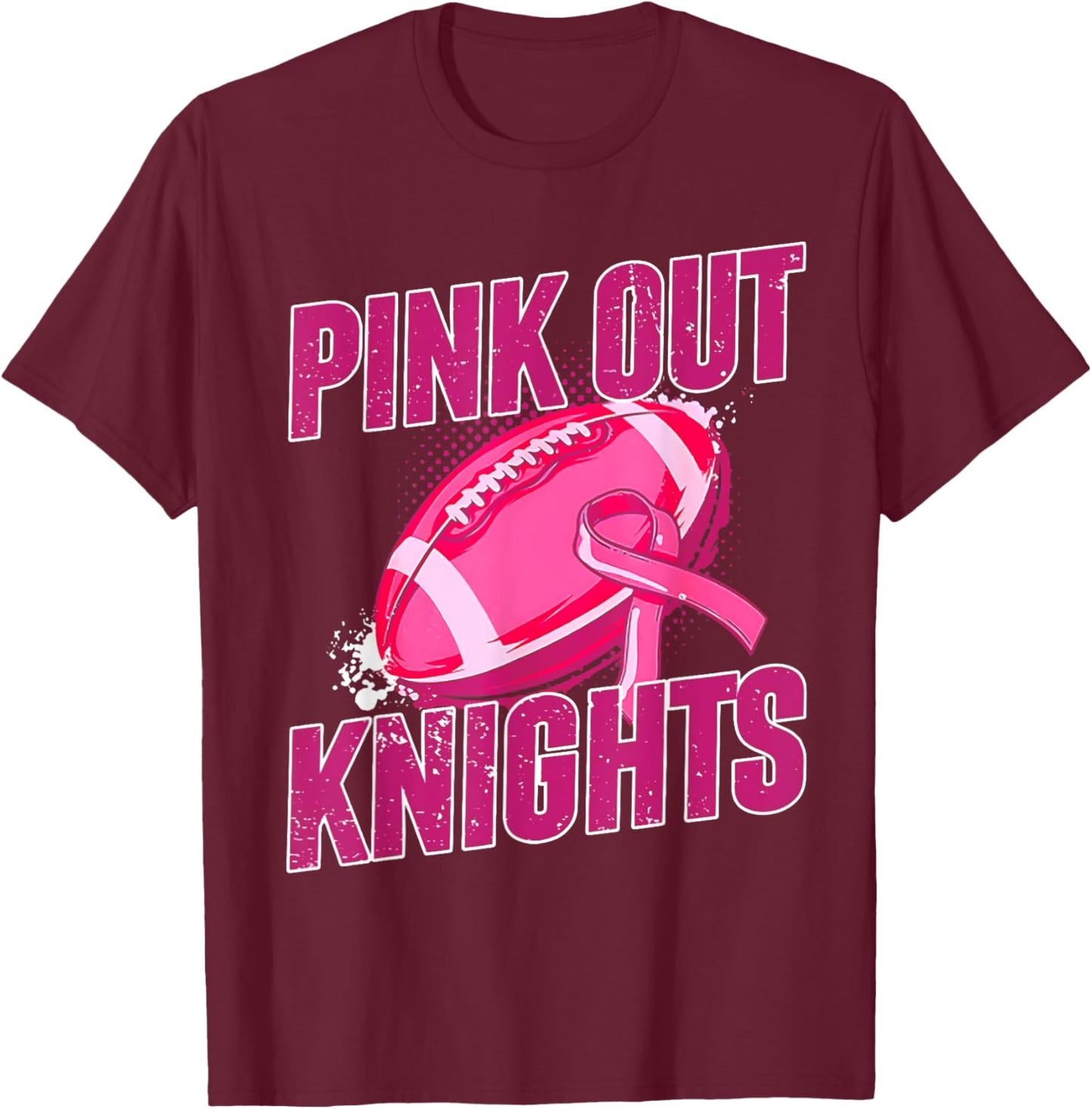 Knights Pink Out Football Tackle Breast Cancer T-Shirt - T-Shirt | Maroon