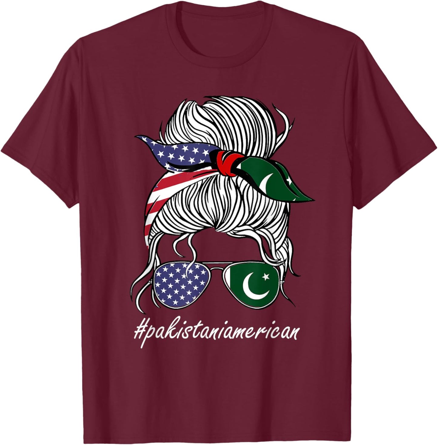 Pakistan Heritage American Grown Women Girl Pakistan Flag T-Shirt - T-Shirt | Maroon
