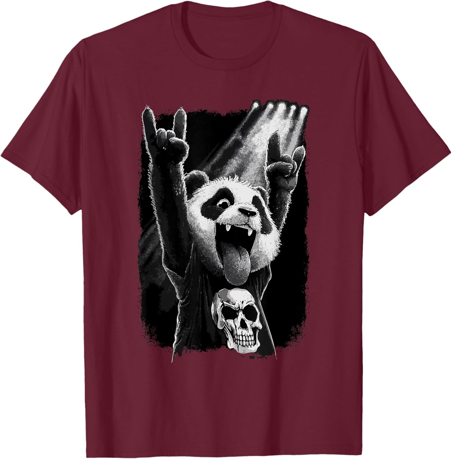 Rock Panda Skull On Stage Concert T-Shirt - T-Shirt | Maroon