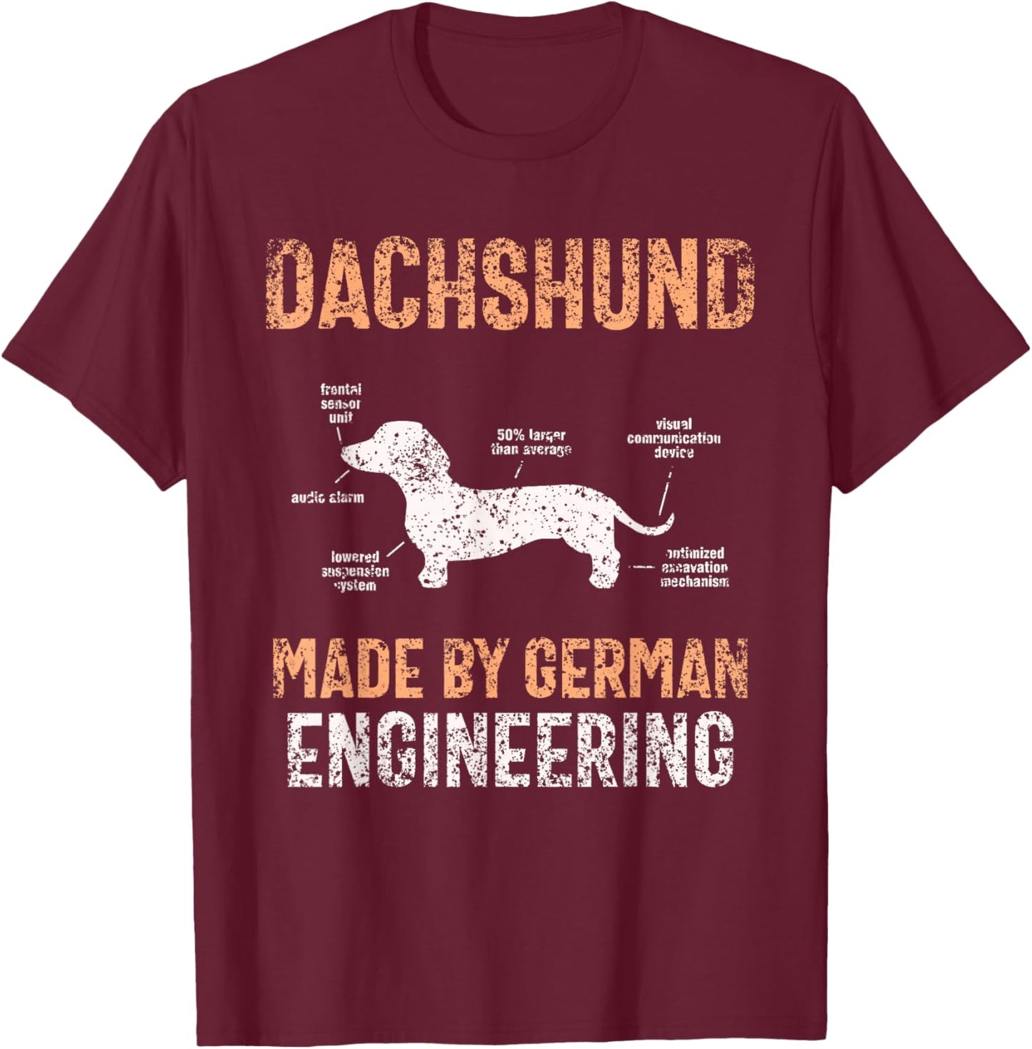 Dachshund German Engineering Art Master Puppy Dachshund T-Shirt - T-Shirt | Maroon