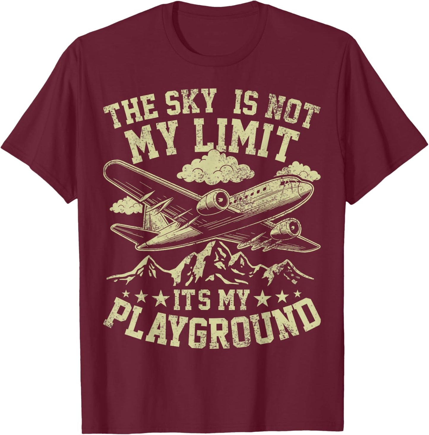 This Sky is Not My Limit Funny Pilot Aviation Men Women Kids T-Shirt - T-Shirt | Maroon