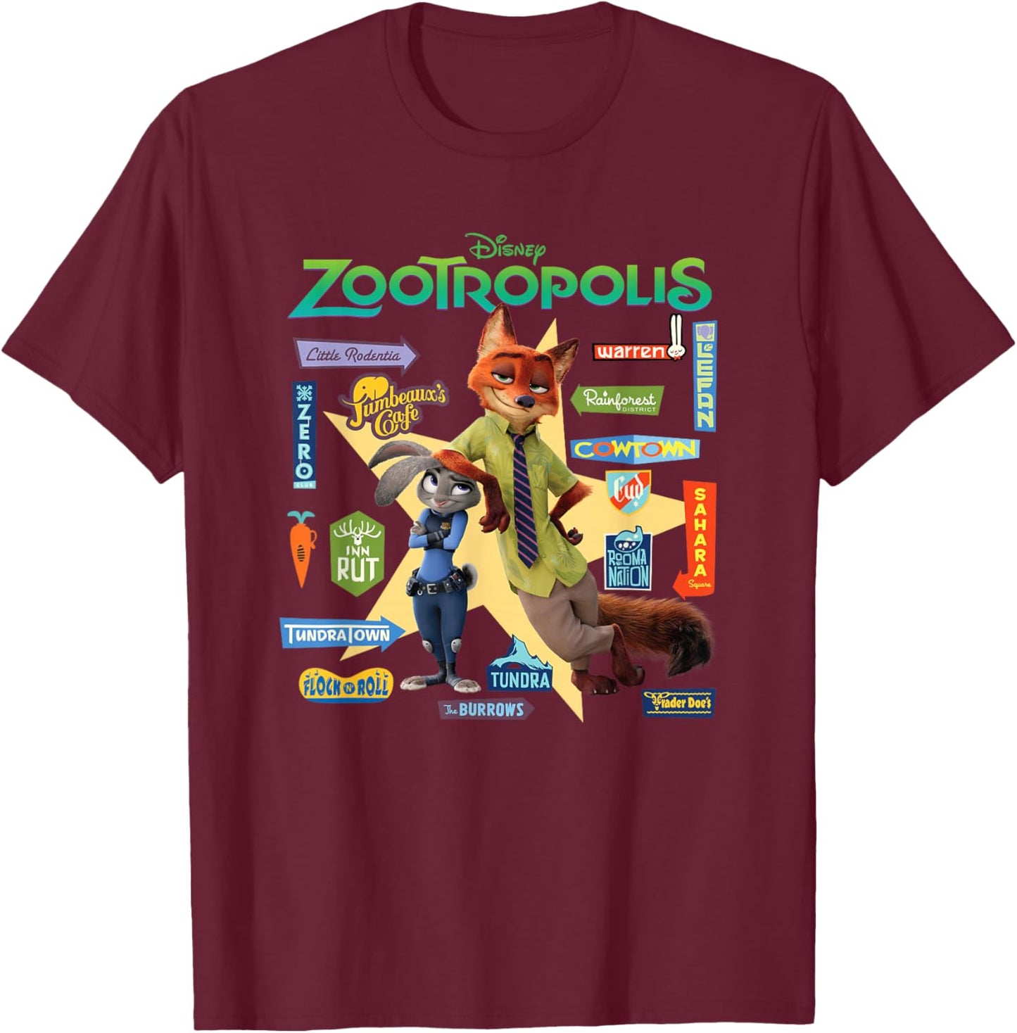 Zoomania Signs T-Shirt - T-Shirt | Maroon