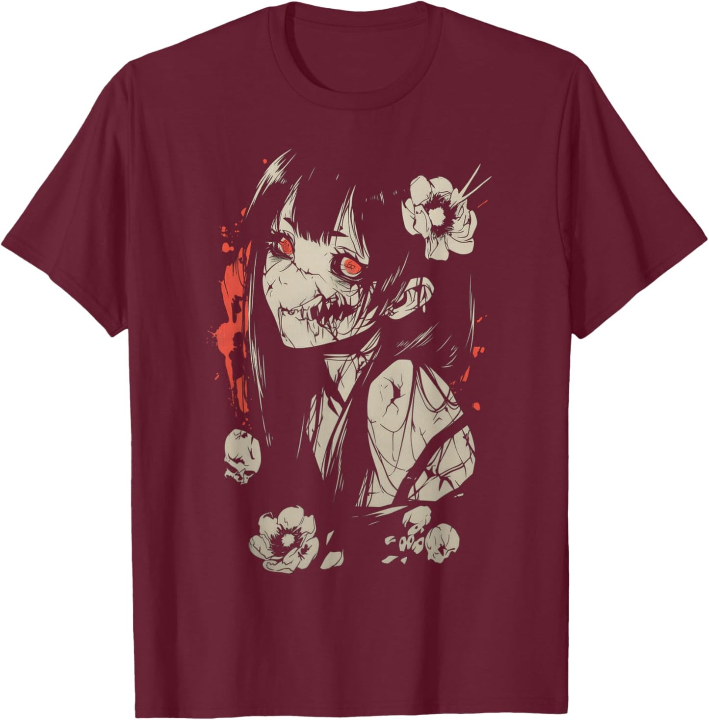 Horror Anime Manga | Japan Japanese Creepy Kawaii Goth T-Shirt - T-Shirt | Maroon