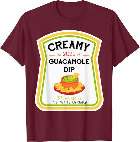 Guacamole Dip Bottle Label Halloween 2022 Couples Costume T-Shirt - T-Shirt | Maroon