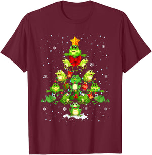 Cute Frog Christmas Tree Gift Decor Xmas Tree T-Shirt - T-Shirt | Maroon