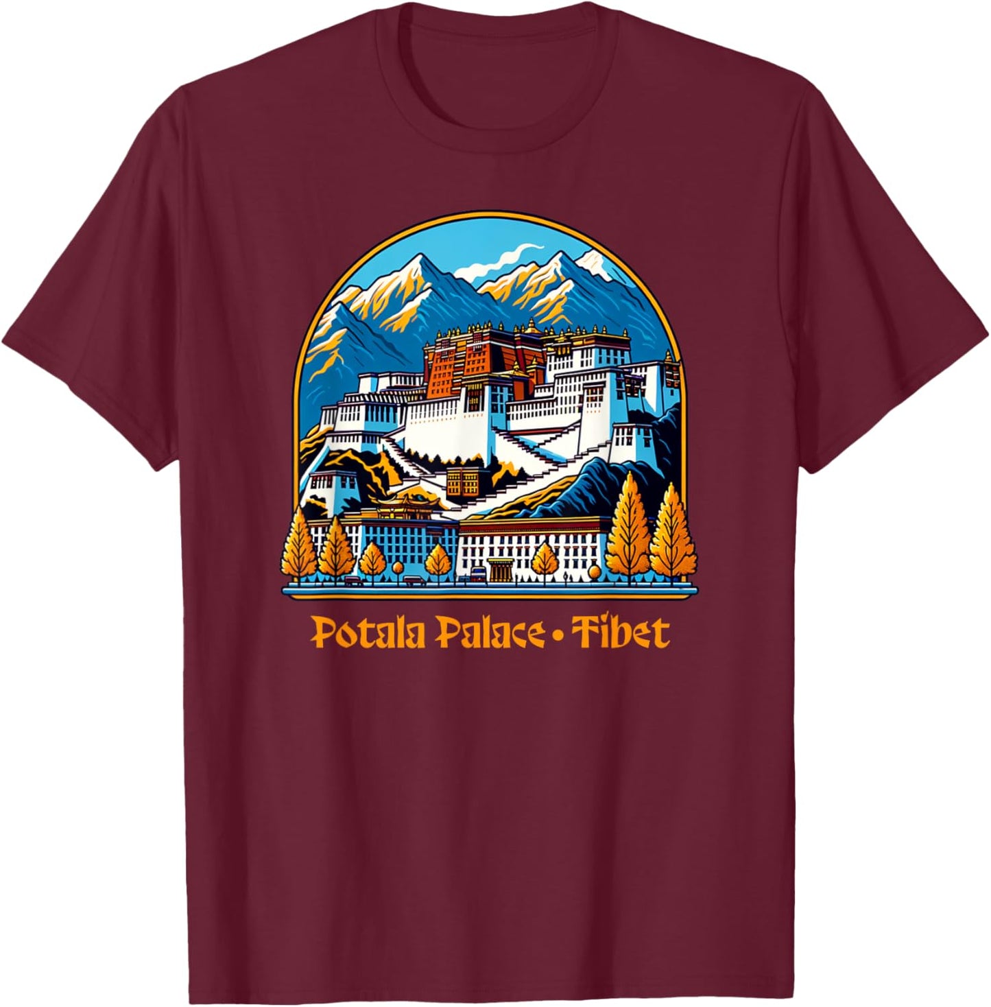 Potala Palace Tibet Lhasa Buddhist T-Shirt - T-Shirt | Maroon