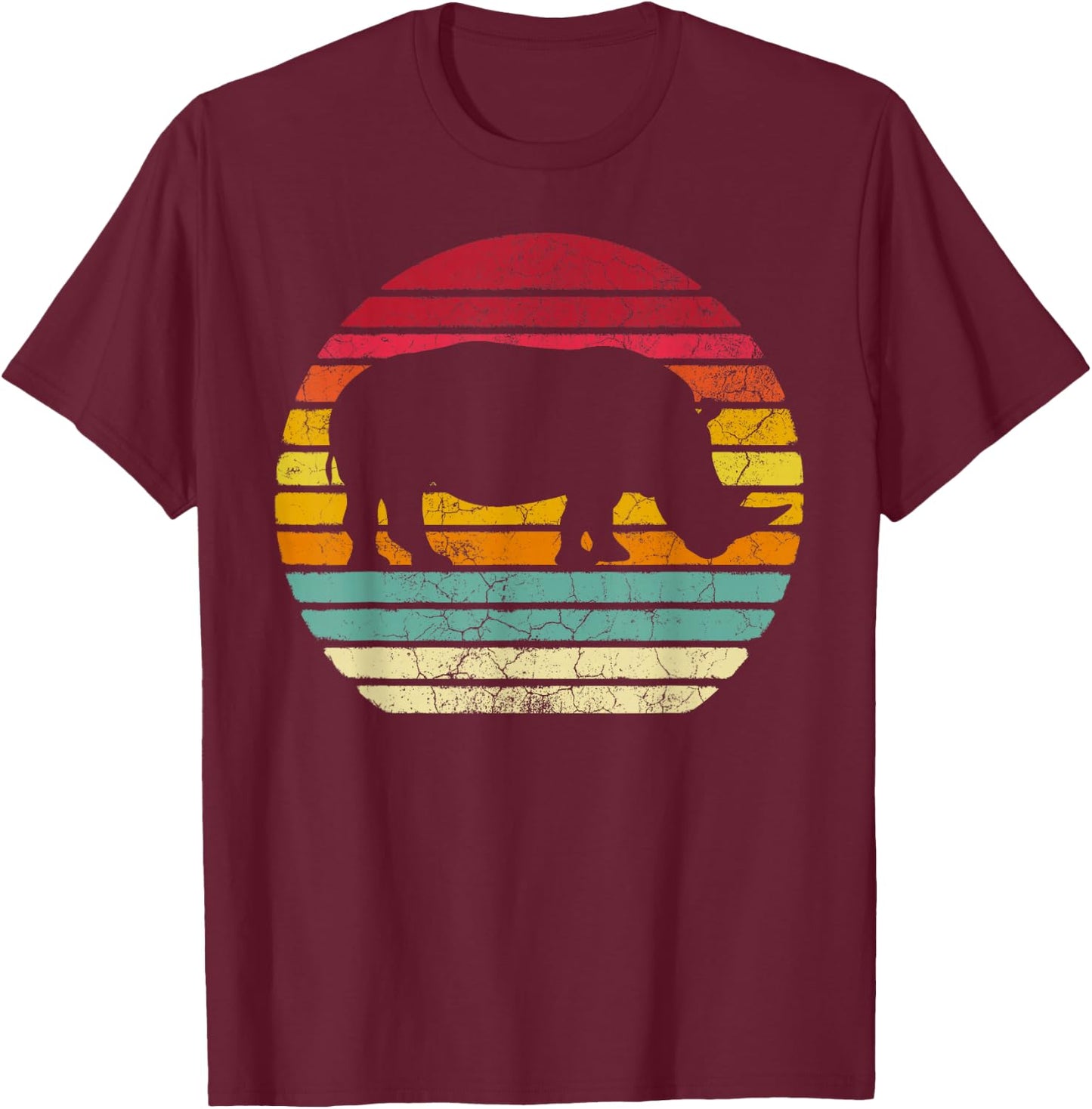 Rhinoceros Rhino Retro Style Vintage Men Women Classic Gift T-Shirt - T-Shirt | Maroon