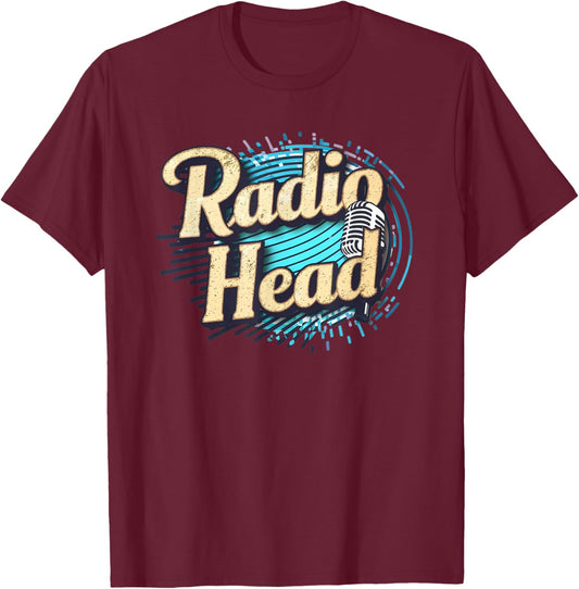 Retro Vintage Radio Head T-Shirt - T-Shirt | Maroon