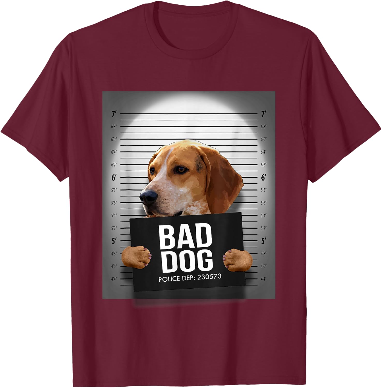 Treeing Walker Coonhound Mugshot Shirt T-Shirt - T-Shirt | Maroon