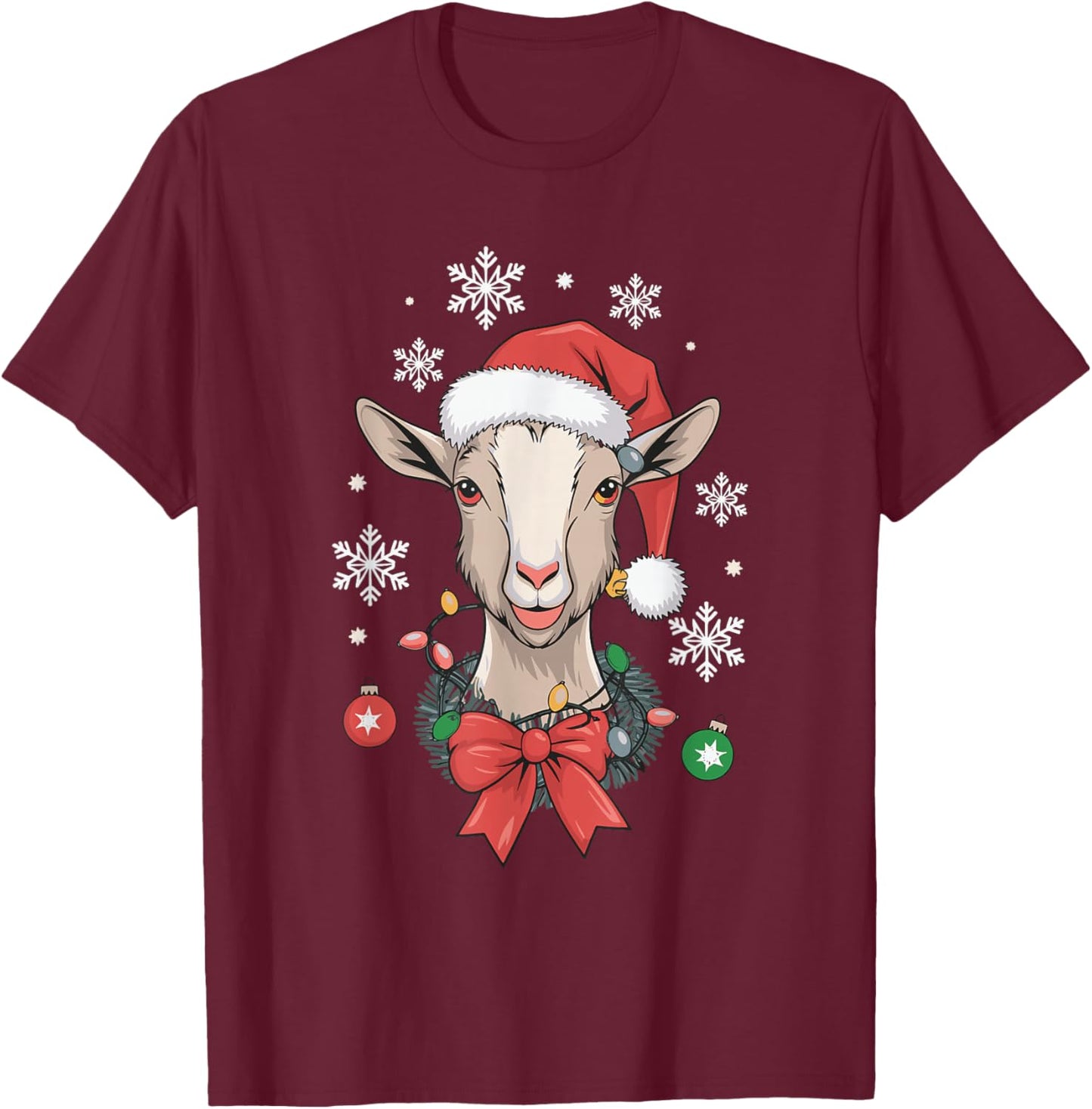 Goat Christmas T-Shirt - T-Shirt | Maroon