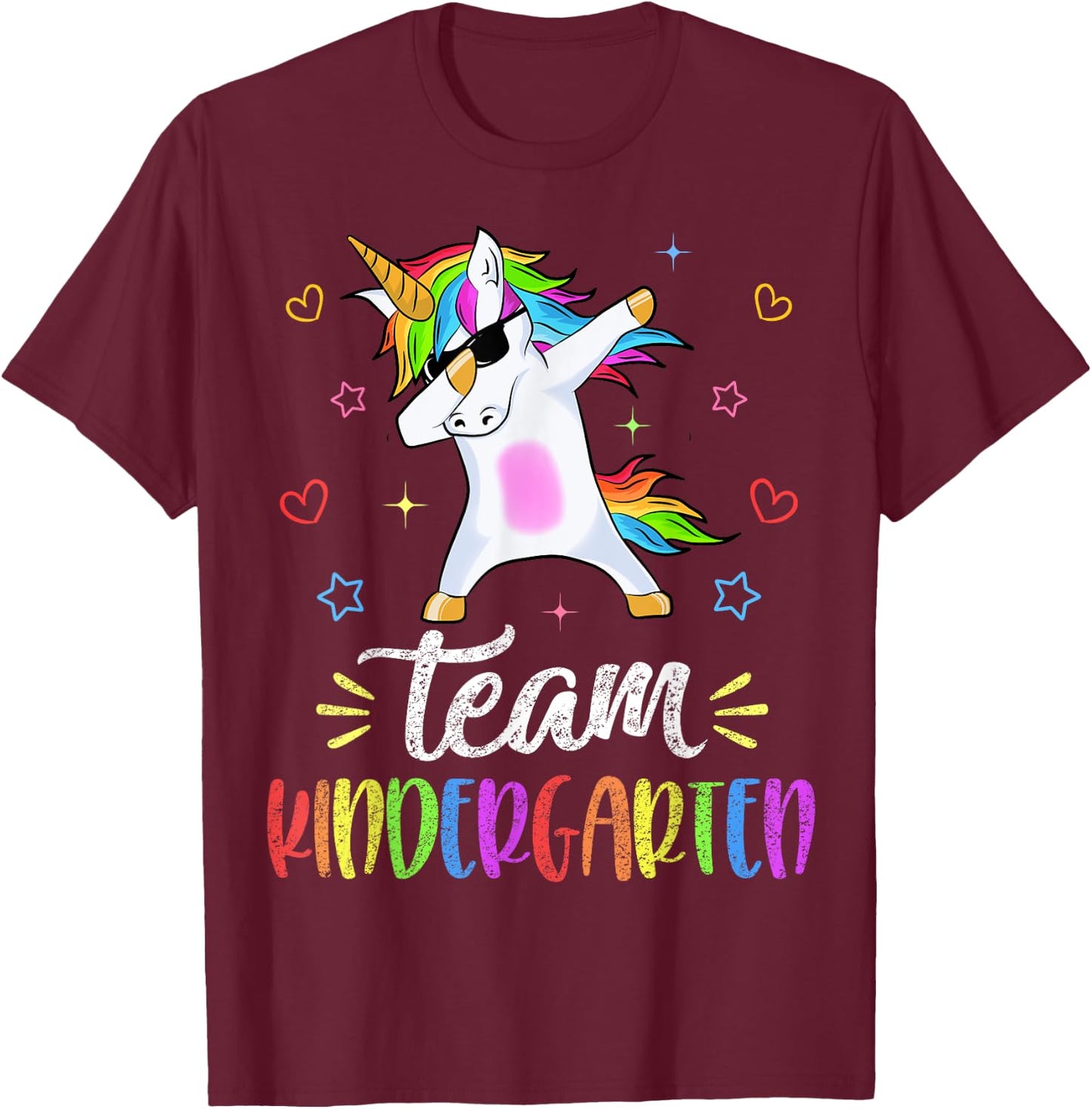 Team Kindergarten Unicorn Dab Teacher Back To School Gift T-Shirt - T-Shirt | Maroon
