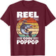 PopPop Father's Day Fish Angling Fishing Angler Reel T-Shirt - T-Shirt | Maroon