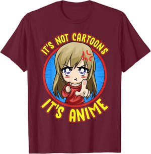 Anime Obsessed It's Not Cartoons It's Anime T-Shirt - T-Shirt | Maroon