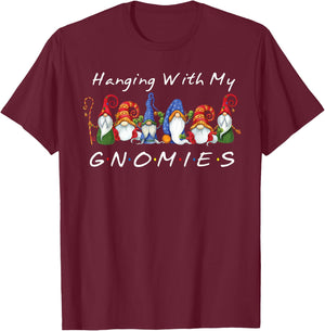 Hanging With My Gnomies Funny Gnome Friend Christmas T-Shirt - T-Shirt | Maroon