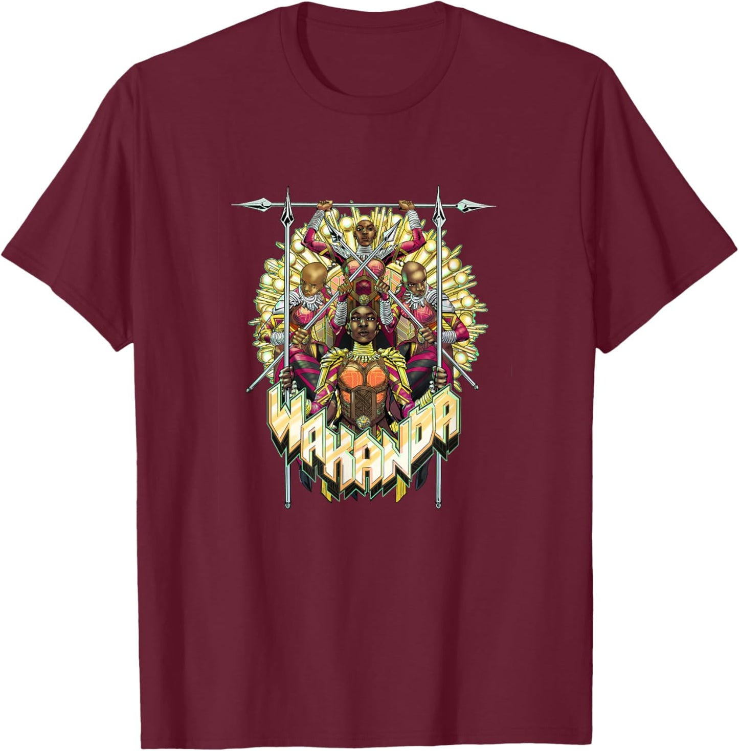 Marvel Comics Retro Classic Wakanda Dora Milaje Warriors T-Shirt - T-Shirt | Maroon