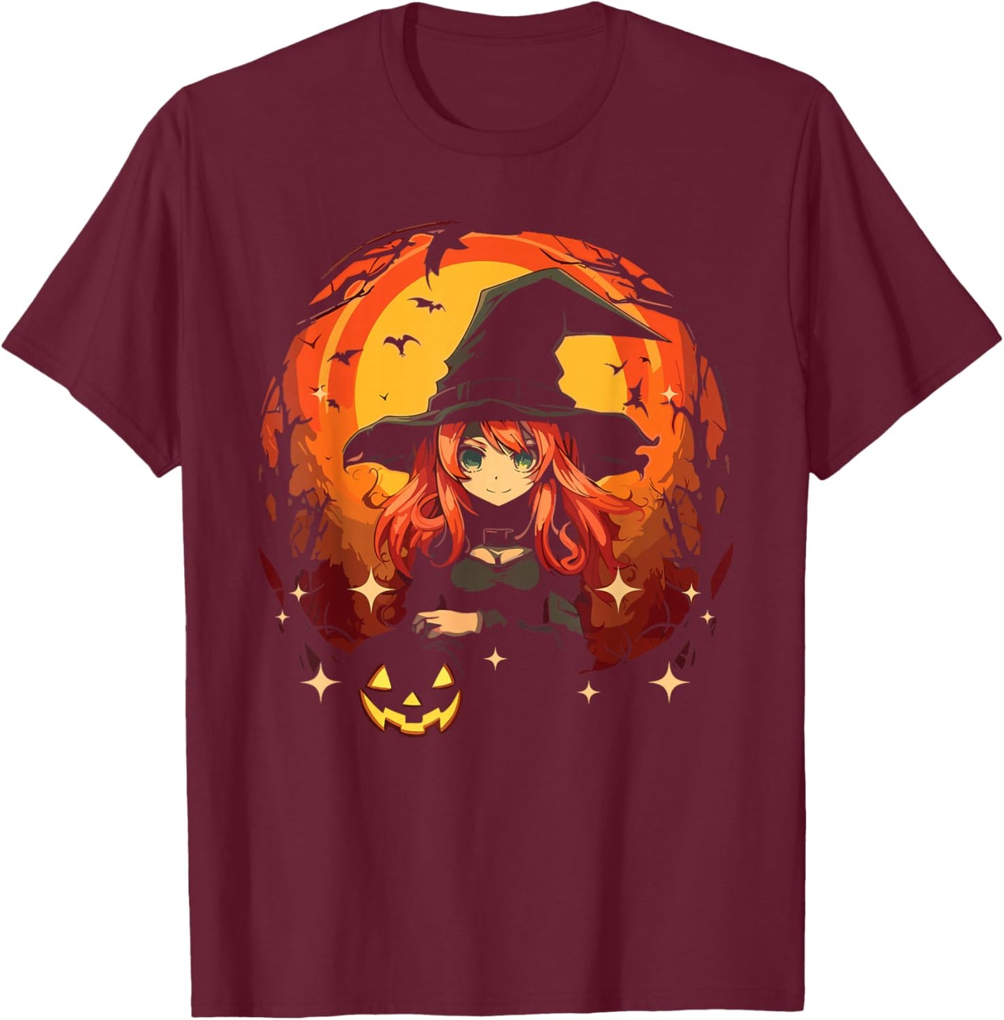 Anime Halloween Kawaii Trick Or Treat Spooky Manga Reader T-Shirt - T-Shirt | Maroon