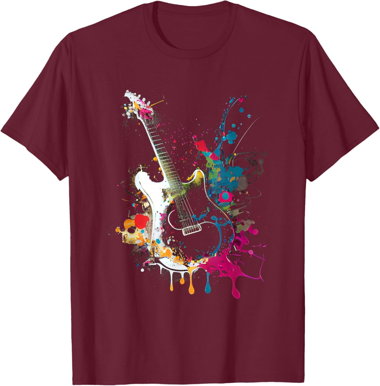 Guitar Design Colourful Musician Guitar Gift Guitarist T-Shirt - T-Shirt | Maroon