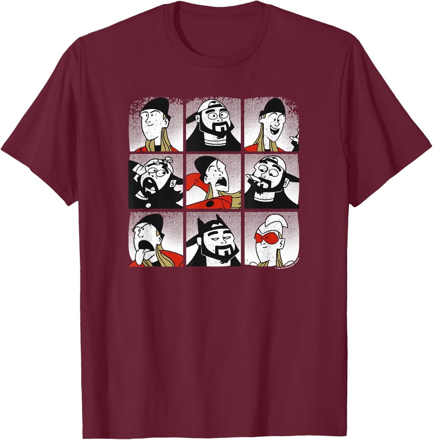 Clerks III Jay and Silent Bob Character Profile Box Up T-Shirt - T-Shirt | Maroon