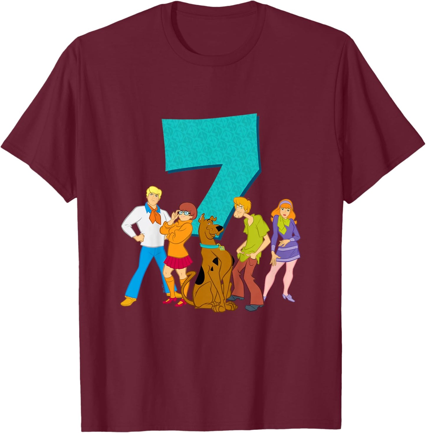 Kids Scooby-Doo 7th Birthday This Meddling Kid is 7 T-Shirt - T-Shirt | Maroon