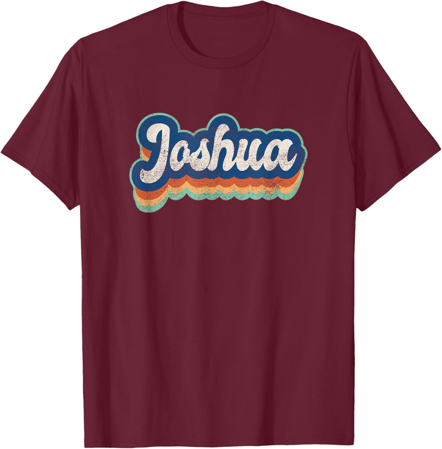 Joshua First Name Boy Vintage Style 70s 80s Personalized T-Shirt - T-Shirt | Maroon