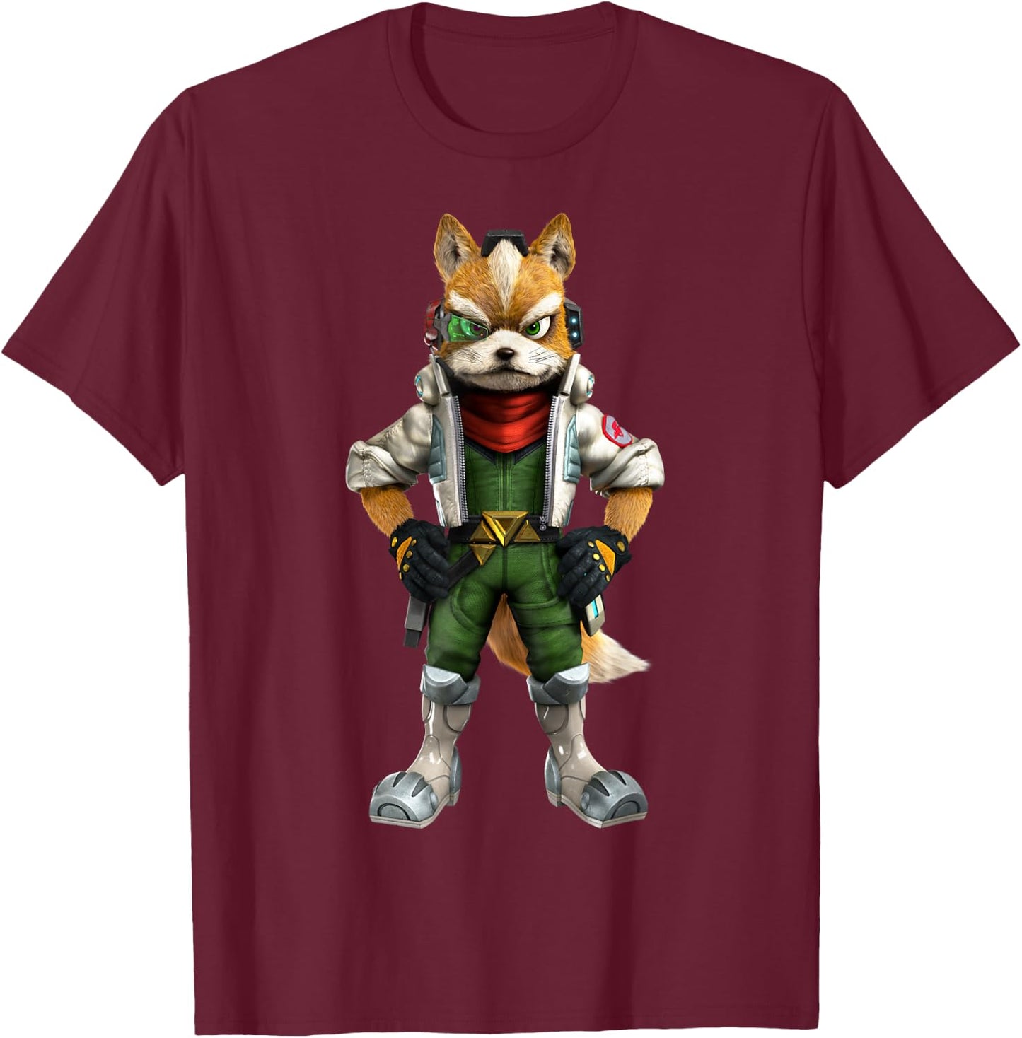 Star Fox Fox McCloud 3D Poster T-Shirt - T-Shirt | Maroon
